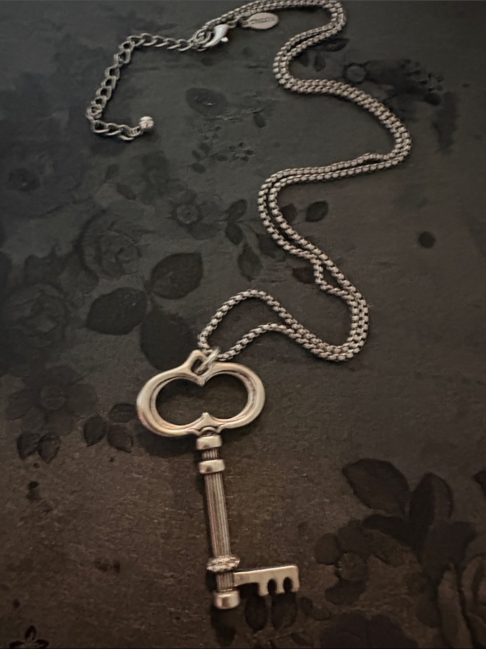 CHICOS SILVER-TONE LARGE SKELETON KEY PENDANT 31-36" NECKLACE